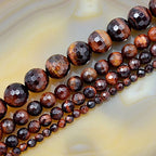 AD Beads Natural Gemstones Faceted Round Spacer Loose Beads 15.5'' 4mm to 10mm (6mm, Faceted Red Tiger's Eye) - color: Faceted Red Tiger's Eye, size: 6mm