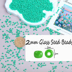 2mm Glass Seed Beads Bulk, Light Green 12/0 Tiny Round Seed Bead, Small Mini Pony Craft Beads for Bracelet Necklace Wrist Jewelry Making Beading Weaving DIY Crafts Supplies - color: Light Green