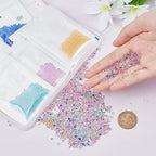 PH PandaHall 8640PCS Resin Bubble Beads, 12 Colors Round Glass Seed Beads Mini Iridescent Crystals for Resin Crafting and Nail Arts Jewelry Making, 0.43mm - color: 12 Colors