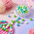 100 Pcs 11.5-12mm Bubblegum Beads Opaque Acrylic Chunky Loose Spacer Round Focal Beads for Jewelry Making Bracelet Necklace Keychain Craft Art Making,Hole:1.8mm,Lawn Green - color: Lawn Green