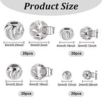BENECREAT 80Pcs 4 Sizes Real Platinum Plated Spacer Beads, 3mm~6mm Round Brass Beads for Necklaces, Bracelets and Jewelry Making, 20Pcs/Size - color: Platinum