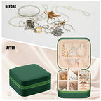 Taiyin Travel Jewelry Case, Bridesmaid Gifts Mini Jewelry Organizer, PU Leather Portable Earring Box for Women Girls - color: Green