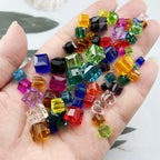 100pcs 6mm Crystal Glass Cube Beads Square Glass Beads Crystal Spacer Beads for Bracelets Necklace Earring DIY Jewelry Making Craft(Black) - color: Black, size: 6mm