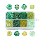Pandahall 12500pcs 12/0 Round Glass Seed Beads Tiny Pony Beads Loose Spacers Bead for Jewelry Making (Green) - color: Green, size: 12/0