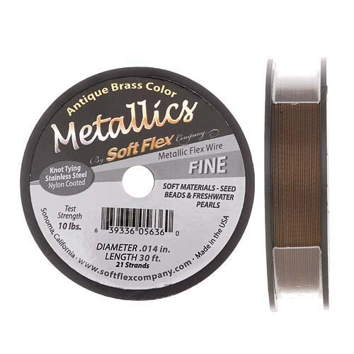 Soft Flex 21 Strand Beading Wire - Fine 0.14 Diameter - 30 Feet Design Wire - style: Antique