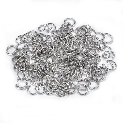 500Pcs 10mm Stainless Steel Open Jump Rings 15 Gauge Metal O Rings Single Loop Connectors for Jewelry Necklaces Bracelet Earrings Keychains Chainmail DIY Making - color: dark silver-15gauge, size: 10mm