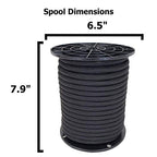 QNR 3/8" Black Shock Cord, Marine Grade Polyester Bungee Cord, 100 ft Spool, UV Resistant Elastic Rope - size: (#12) 3/8" x 100 feet