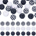 SUNNYCLUE 30Pcs Bubblegum Beads 20mm Rhinestone Beads Bulk Large Opaque Black White Resin Chunky Round Shiny Plastic Beaded Disco Ball Bubble Chunk Spacers for Jewelry Making Kits Beadable Pens - color: 30pcs 20mm Black White Rhinestone Beads