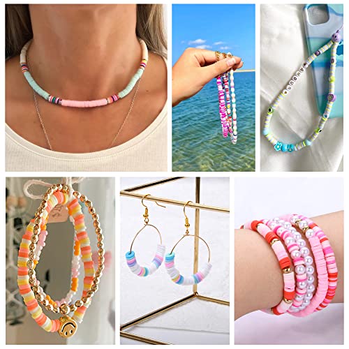 AceFun 3750PCS Clay Beads for Bracelets Making Polymer Clay Beads Kit with Pearl Beads Spacer Beads, Disc Heishi Beads Set for Jewelry Making Necklace Bracelet Earrings Finding, Blue Mixed - color: Blue Mixed