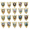 100pcs Mix Picture Enamel Gold Our Lady Miraculous Medal Floral Rosary Centerpiece Cross Jesus Virgin Mary Catholic Alloy Crucifix Charms for DIY Jewelry Making 12mmx16mm(A588)