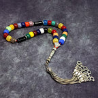 Simple Designed Natural Stone Worry Beads - Prayer Beads Tesbih-Tasbih-Tasbeeh-Misbaha-Subha-Sebha-Sibha-Rosary (Multi Color Resin Drum -8X6 mm- 33 Beads) - color: Multi Color Resin Drum -8X6 mm- 33 Beads