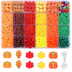 2480pcs Thanksgiving Fall Polymer Clay Beads Charms Friendship Bracelet Necklace Earring Jewelry Making kit, Accessories for Arts Crafts DIY Gifts for Women Girls - color: A5#Thanksgiving Fall