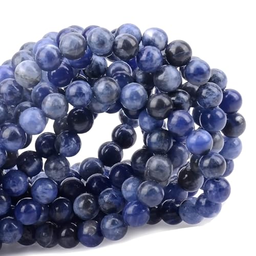 100pcs Natural Stone Beads 8mm Blue Sodalite Round Genuine Real Stone Beading Loose Gemstone Hole Size 1mm DIY Charm Smooth Beads for Bracelets Necklaces Earrings Jewelry Making Crafts - color: Blue Sodalite