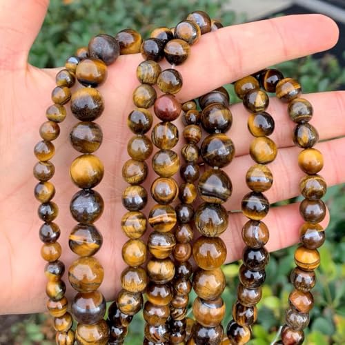 120pcs Adabele Natural Gold Yellow Tigers Eye Healing Gemstone 6mm Round Beads Gem Stone Spacer for DIY Craft Jewelry Making GS12-6 - color: Tiger Eye Stone, size: 6mm (120pcs/2 strands)