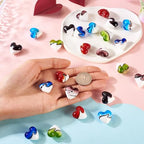 Cheriswelry 24Pcs Heart Pearlized Beads Handmade Lampwork Glass Beads Crystal Glass Heart Loose Spacer Bead 19mm for Women Earring Bracelet Necklace Jewelry Making DIY Crafts - color: 6 Color-Two Tone Heart