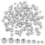 BENECREAT 80Pcs 4 Sizes Real Platinum Plated Spacer Beads, 3mm~6mm Round Brass Beads for Necklaces, Bracelets and Jewelry Making, 20Pcs/Size - color: Platinum