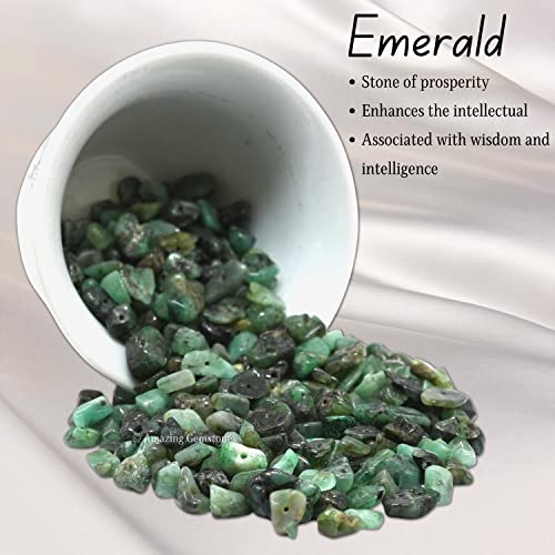 Emerald Pre Drilled Crystal Crushed Chips Beads for Bracelets Making, DIY Handmade Natural Healing Crystals (25 Inch Strand) - color: Emerald
