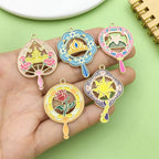Sailanzi 12pcs Alloy enamel fan style rose sun Pendant Jewelry Making DIY Keychain Earrings Pendant Various Design Charms for Jewelry Making Bracelets Necklace (SN732) - color: SN732