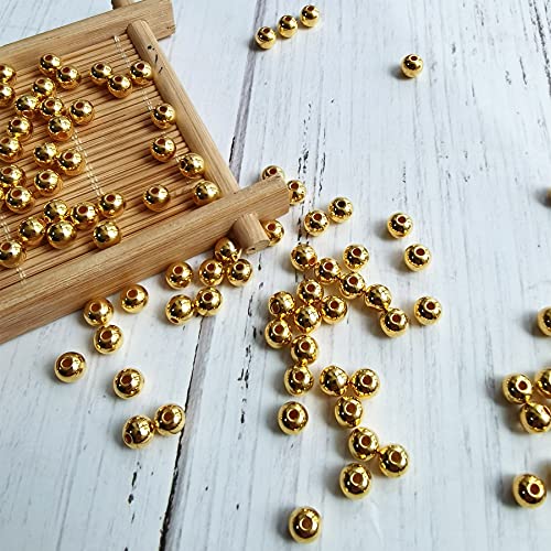Amaney 500pcs 6mm Smooth Round Beads Gold Spacer Loose Ball Beads for Bracelet Jewelry Making Craft - color: Gold-6mm, size: 6mm