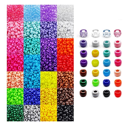 Malynme 4200Pcs Pony Beads, 28 Colors Rainbow Kandi Beads for Hair Braiding, Plastic Pony Beads Bulk for Bracelets Making, DIY Crafts
