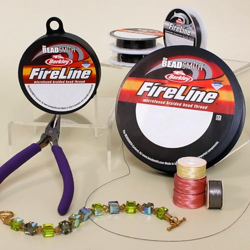 The Beadsmith Fireline by Berkley – Micro-Fused Braided Thread – 8lb. Test, .007”/.17mm Diameter, 15 Yard Spool, Smoke Grey – Super Strong Stringing Material for Jewelry Making and Bead Weaving - color: Smoke Grey, size: 8lb, .007”, 15 Yard