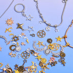 stino 100 Gram Metal Charms for Jewelry Making, Silver & Gold Plated, Bulk Pack for Bracelets, Necklaces, Crafts - color: Celestial Mixed Color