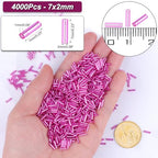 4000 Pcs Fuchsia Glass Bugle Beads, 2 x 7 mm Embroidery Beads, Small Long Tube Seed Beads for Embroidery Craft Jewelry Making - color: Fuchsia