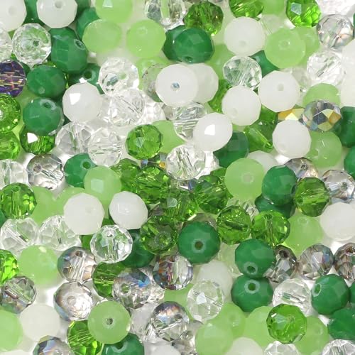 Songxi 200pcs 8mm Green Glass Beads for Jewelry Making, 5 Style 3 Size Crystal Beads for Bracelets Jewelry Making, Spacer Beads for Keychain Making Necklace Earring DIY Arts and Crafts - color: Green, size: 8mm