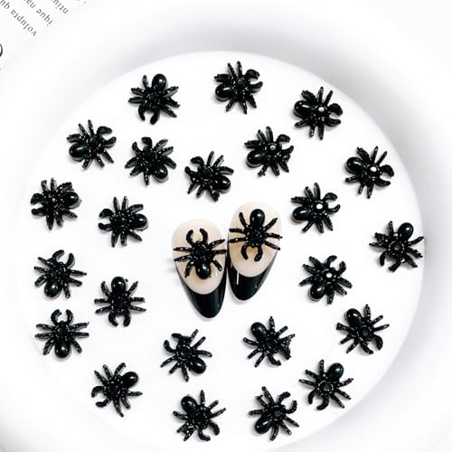 50pcs 3D Black Spider Nail Charms & Gems - Halloween DIY Nail Art Supplies - color: Spider-1