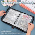 Jewelry Storage Book Set Transparent Travel Jewelry Organizer with Anti-Oxidation Pocket Traveling Necklace Earring Organizer for Ring, Bracelets, Postcard(120 Grids +75 Thicken PVC Zipper Bags)