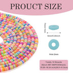 Pandahall 10 Strands Candy Color Flat Round Disc Beads for Bracelets, Necklaces, Earrings - 6mm Polymer Clay Heishi Beads - color: 10 Rainbow Colors