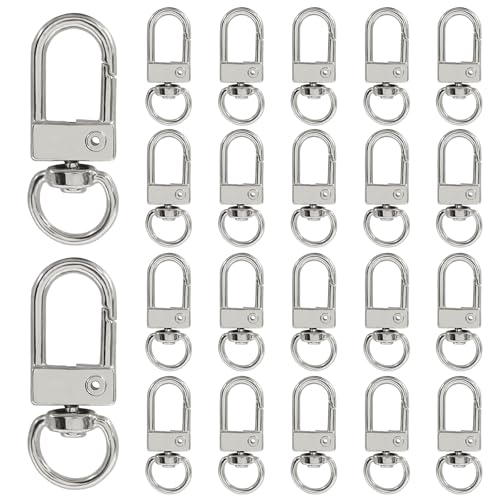 20Pcs Silver Metal Lobster Claw Clasps, Swivel Lanyards Snap Hooks for Jewelry Making, Keychain,Bag Connector - color: silver