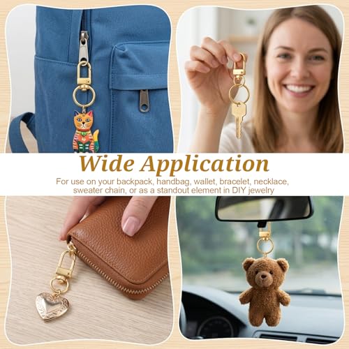 Thinp 20 Pcs Gold Metal Lobster Claw Clasps, Swivel Snap Hooks with Key Rings Keychain Hooks for Lanyards Bags Purses Jewelry Making DIY Crafts Keychain Connector Accessories (Gold)