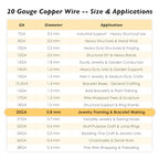 20 Gauge/0.8mm Copper Wire for Gardening & Jewelry – 300 Feet 1 Pound Spool with Polishing Cloth & COA – 99.9% Pure Dead Soft Bare & Skin Safe Uncoated Craft Wire for Beading & Fine Craft - size: 20 Gauge, style: 1 Pound