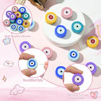 LiQunSweet 12 Pcs 6 Colors Flat Round Silicone Beads Silicone Beads Evil Eye Beads for Bracelet Beaded Necklace Pens Jewelry Making DIY Craft - color: Evil Eye Silicone Beads_12 Pcs