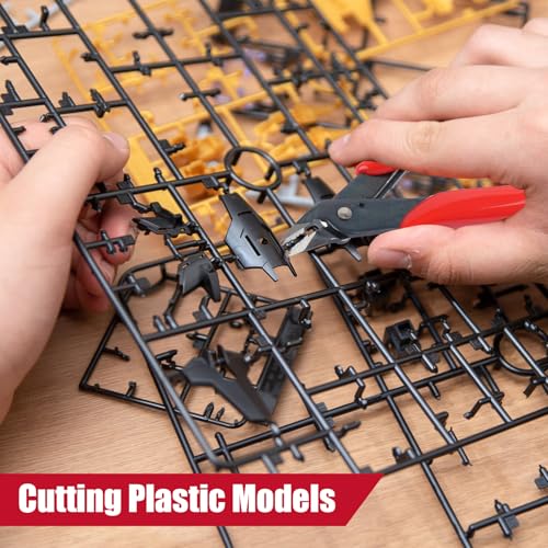 5 Pack Micro Wire Cutters, 5 Inches Flush Cutters Pliers, Diagonal Side Cutters Nippers, Zip Tie Sprue Cutter for Electronics, Plastic Models, Jewelry (Red) - color: Red