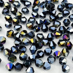 600pcs 3mm Bicone Crystal Glass Beads Faceted Bicone Crystal Beads Bulk Glass Spacer Beads for Bracelets Necklace Pendants Earrings DIY Jewelry Craft Making(Black AB) - color: Black AB, size: 3mm