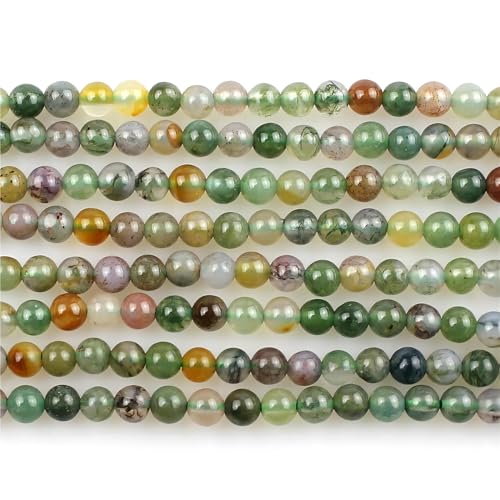 MJDCB 225pcs Natural Small Stone Beads 3mm Indian Agate Round Smooth Loose Gemstone Bead for Jewelry Making Bracelet Earring Necklace Accessories - color: Indian Agate