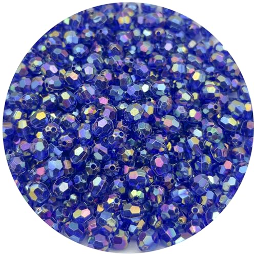 400 Pcs 8MM AB Color Crystal Acrylic Beads Round Faceted Crystal Plastic Bead Spacer Beads for Jewelry Making, Bracelets Necklaces Earrings Wind Chimes Suncatchers(410 - Sapphire Blue AB) - color: 410 - Sapphire Blue AB, size: 8MM