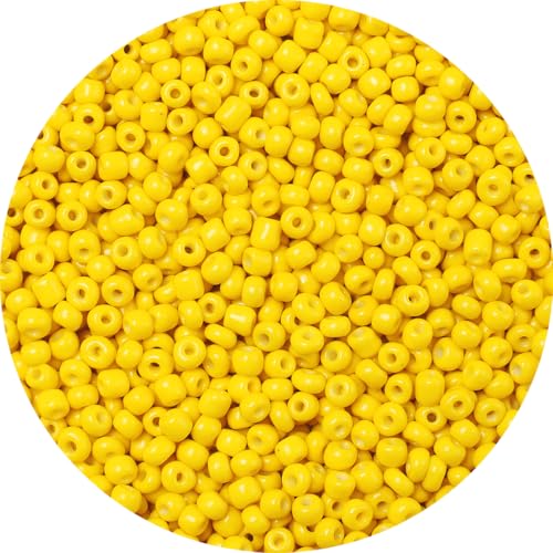 2000pcs Yellow Glass Round Beads, 4mm, Loose Beads for Jewelry Making, Bead Weaving, DIY Craft Projects - color: Yellow