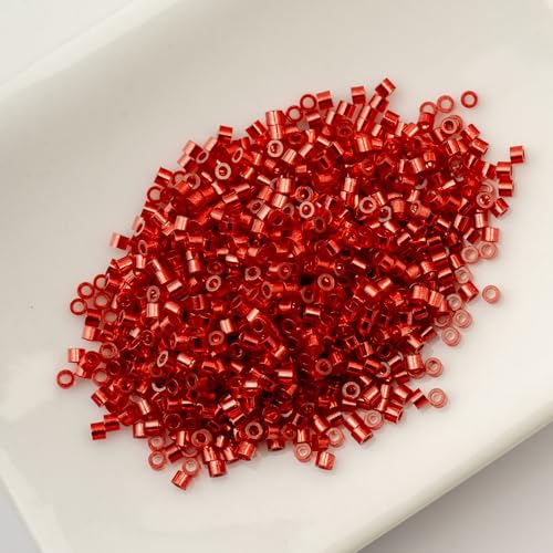 John Bead 25g Cylin Beads Red Silver Lined 11/0 Glass Cylindrical Seed Beads for Jewelry Bracelets Necklaces Earrings Making Embroidery - color: Red Silver Lined
