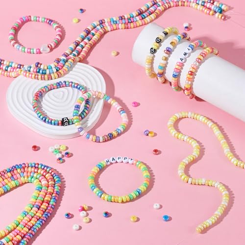 Pandahall 10 Strand Rondelle Heishi Polymer Clay Beads - Flat, Colorful, 6mm Vinyl, Round, Spacer for Jewelry Making - color: 10 Colors - Rondelle