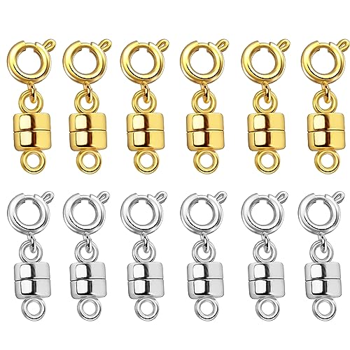Magnetic Necklace Clasps and Closures,Converters Jewelry Clasps for Bracelet Necklaces Chain,Gold and Silver Plated Jewelry Making Necklace Clasps - color: 12Pcs | 6Gold & 6Silver