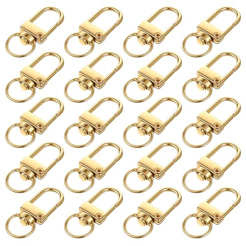 Thinp 20 Pcs Gold Metal Lobster Claw Clasps, Swivel Snap Hooks with Key Rings Keychain Hooks for Lanyards Bags Purses Jewelry Making DIY Crafts Keychain Connector Accessories (Gold)