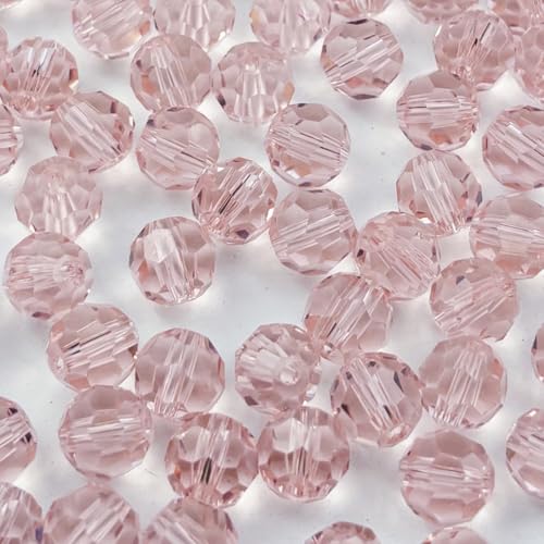 60pcs 10mm Round Crystal Glass Beads for Jewelry Making, Faceted Crystal Glass Spacer Beads for Bracelet Earring Necklace DIY Craft(Light Pink) - color: Light Pink, size: 10mm