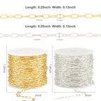 Kyutong 32.8 Feet Gold and Silver Jewelry Making Chains 2 Rolls Paperclip Chain Necklace with Clasps for Women DIY Jewelry Crafts - color: 3.2x6.3 Paperclip Chain
