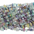 90 Inches Fluorite Irregular Shaped Crystal and Healing Tumbled Chip Stone Beads for Jewelry Making - color: Green Purple-Fluorite