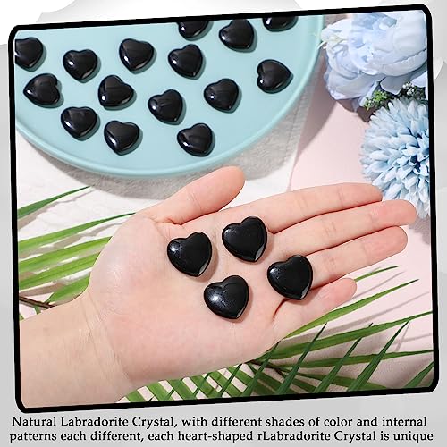 Gerrii 50 Pcs Heart Healing Stone Bulk Quartz Heart Inspirational Stones Gift for Women Love Pocket Polished Natural Energy Balancing Meditation 0.8 Inch(Black) - color: Black