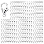 200 PCS Silver Lobster Claw Clasps, Small Alloy Lobster Clasps with Metal Storage Box Lobster Clips for DIY Keychains Bracelets Necklaces Crafts Jewelry Making (12×7mm, Silver) - color: Silver