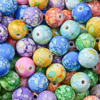 16mm Acrylic Beads 100pcs Chinese Ceramic Style Spacer Bead Loose Beads for DIY Crafting Necklace Bracelet Jewelry Making Keychain (smw) - color: green&purple&blue
